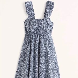 Abercrombie Puff Strap Mini Babydoll Dress - Blue Floral - Size Medium